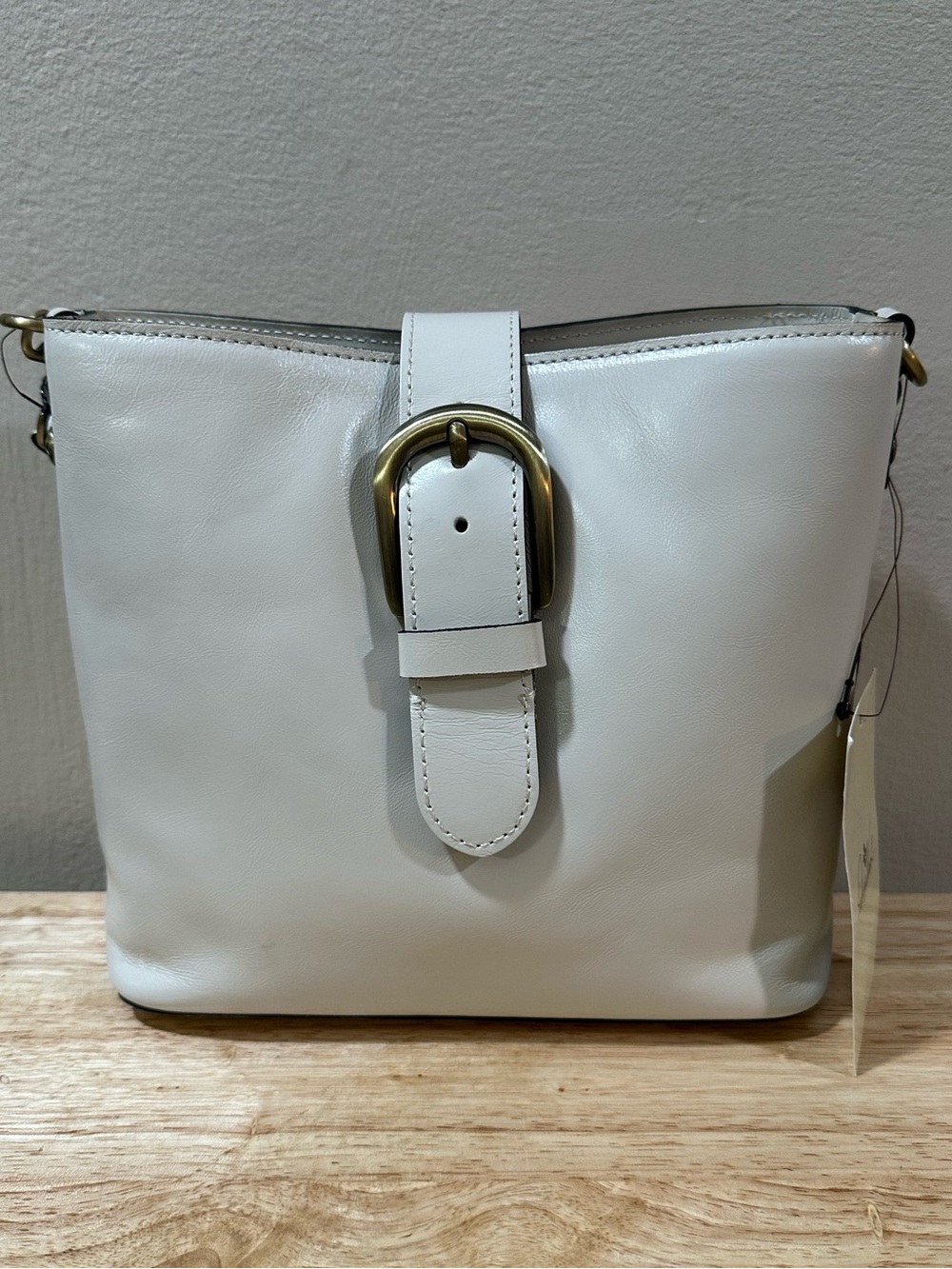Patricia Nash Vintage Distressed Collection Latte Leather Buckle Bag